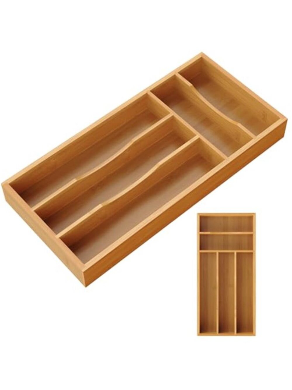 Bamboo Silverware Drawer Organizer 5 Slot Flatware Utensil Divider Kitchen